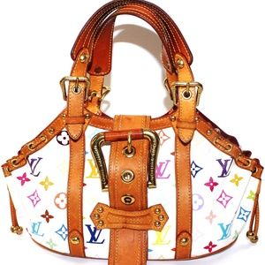 $2600 Auth Louis Vuitton Multicolor White Theda